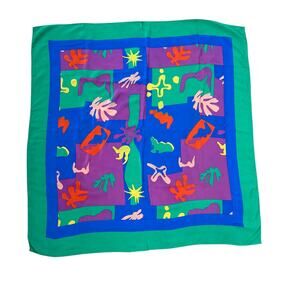 Vintage Robert Haik Bright Artsy Multi Color Scarf